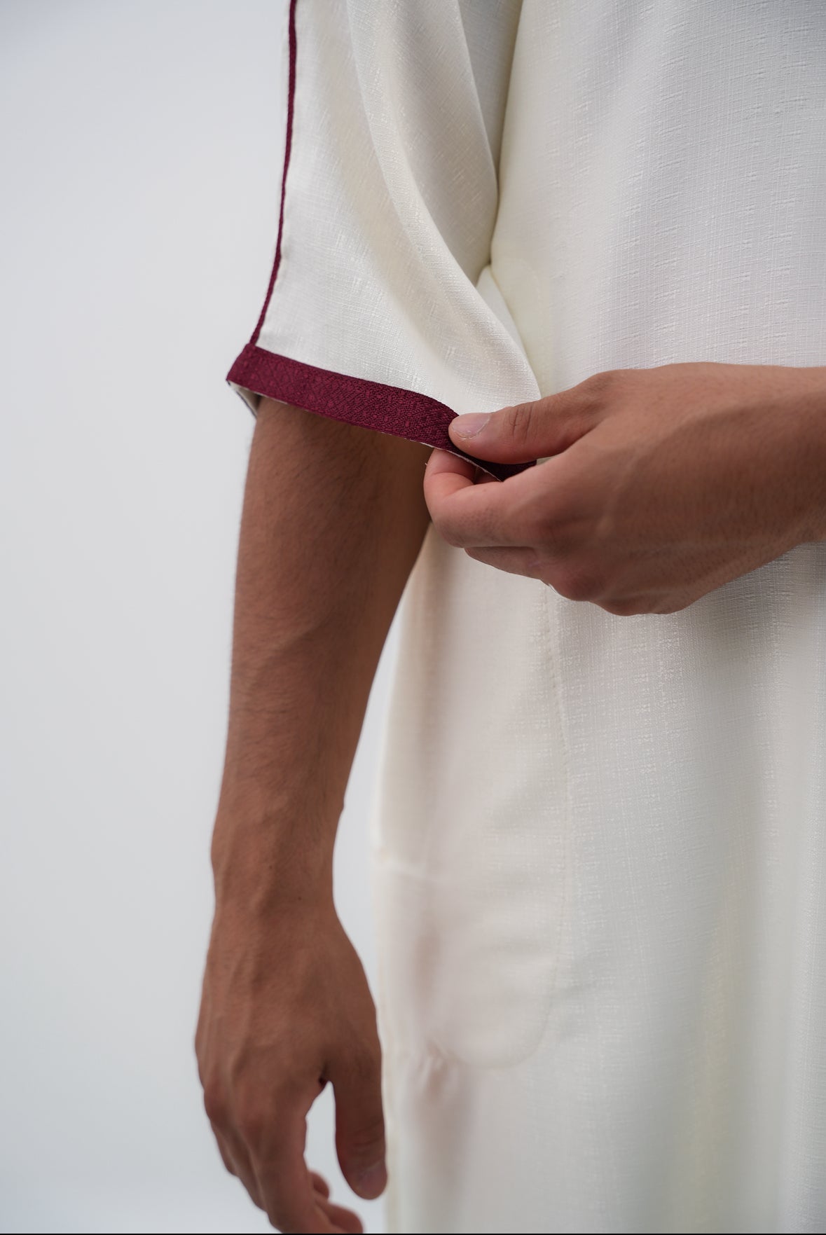 GANDOURA - CREMEWEIß/ BORDEAUX