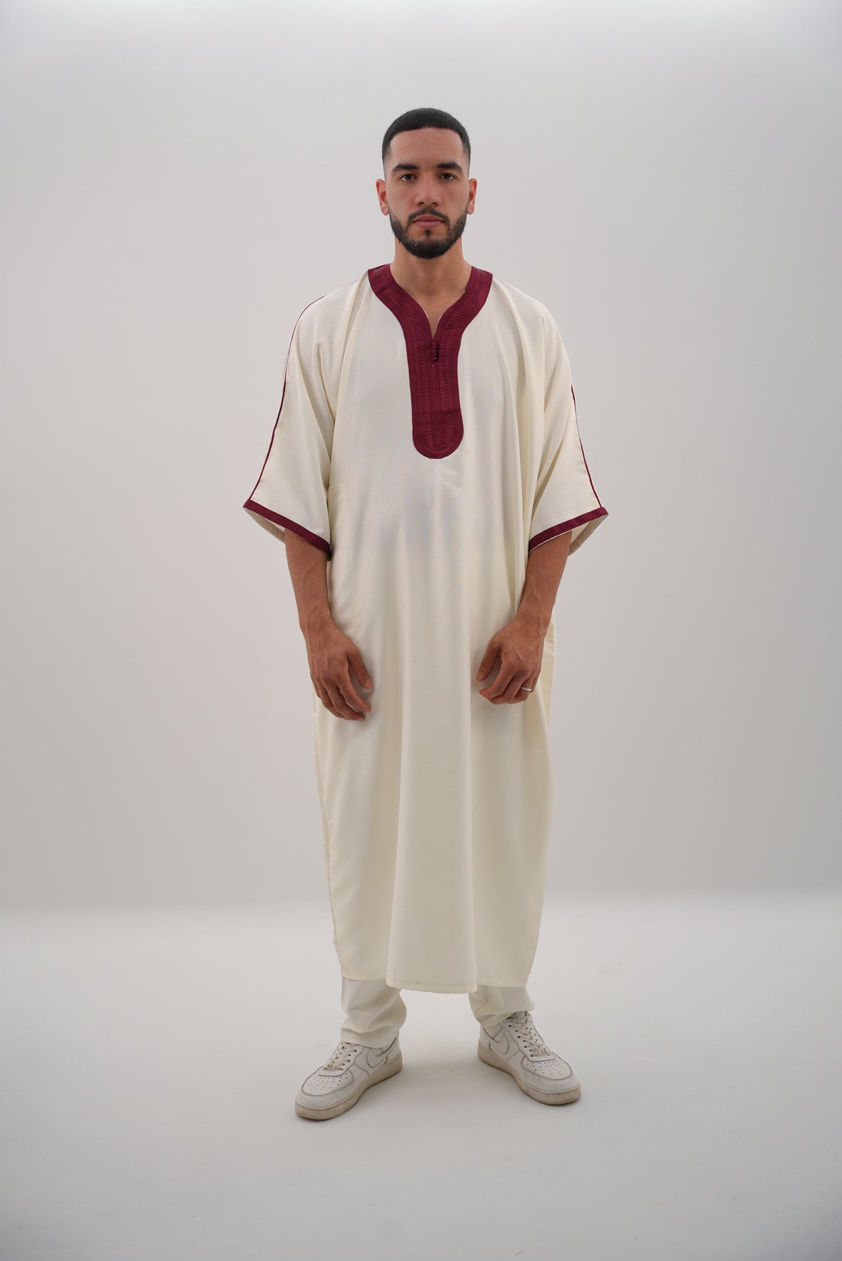 GANDOURA - CREMEWEIß/ BORDEAUX