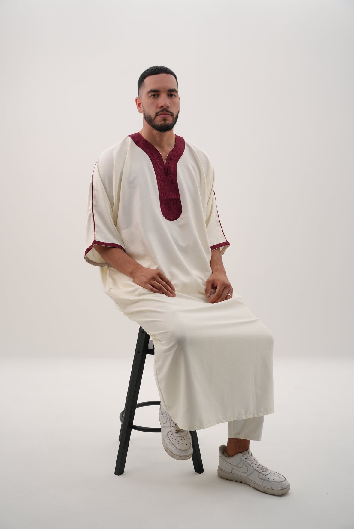 GANDOURA - CREMEWEIß/ BORDEAUX